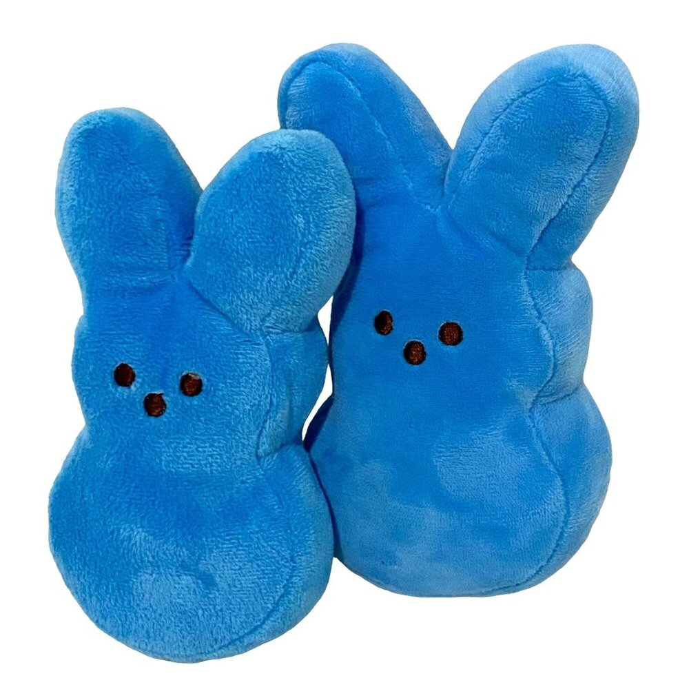 Peeps Plush‎ Blue Small Bunny Lot of 2 Easter Spring Stuffed Animal Rabbit